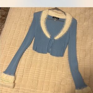 Urban Outfitters Blue Cardigan with White Trim